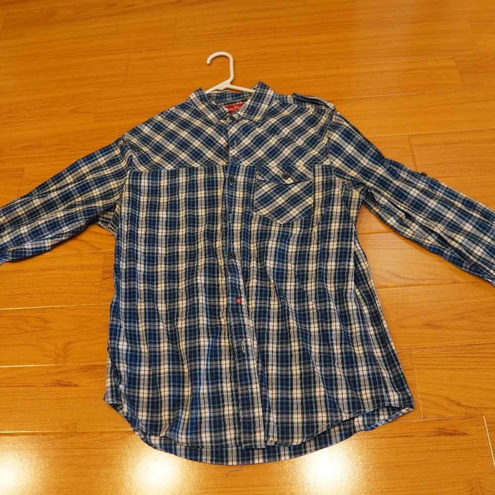 Marc Ecko Blue Striped Button Up - Medium